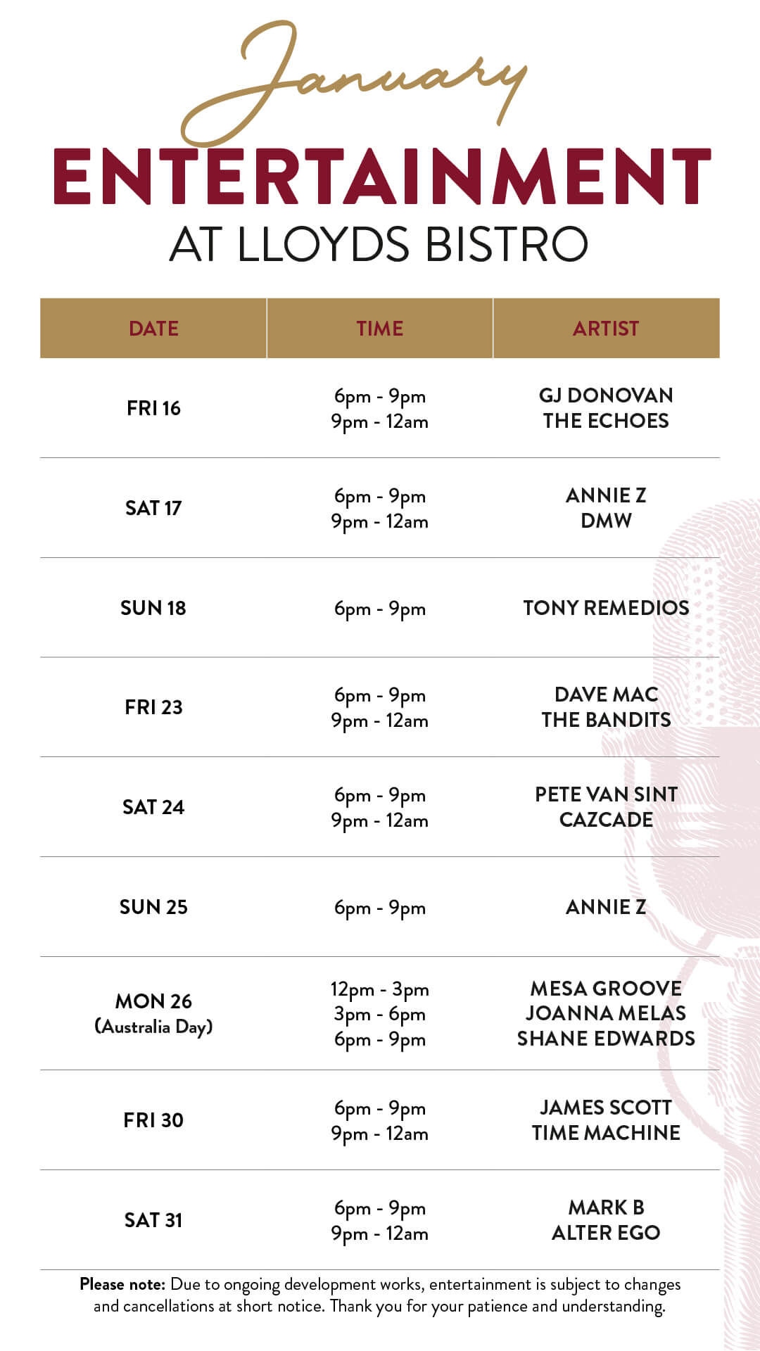 January Entertainment 2026