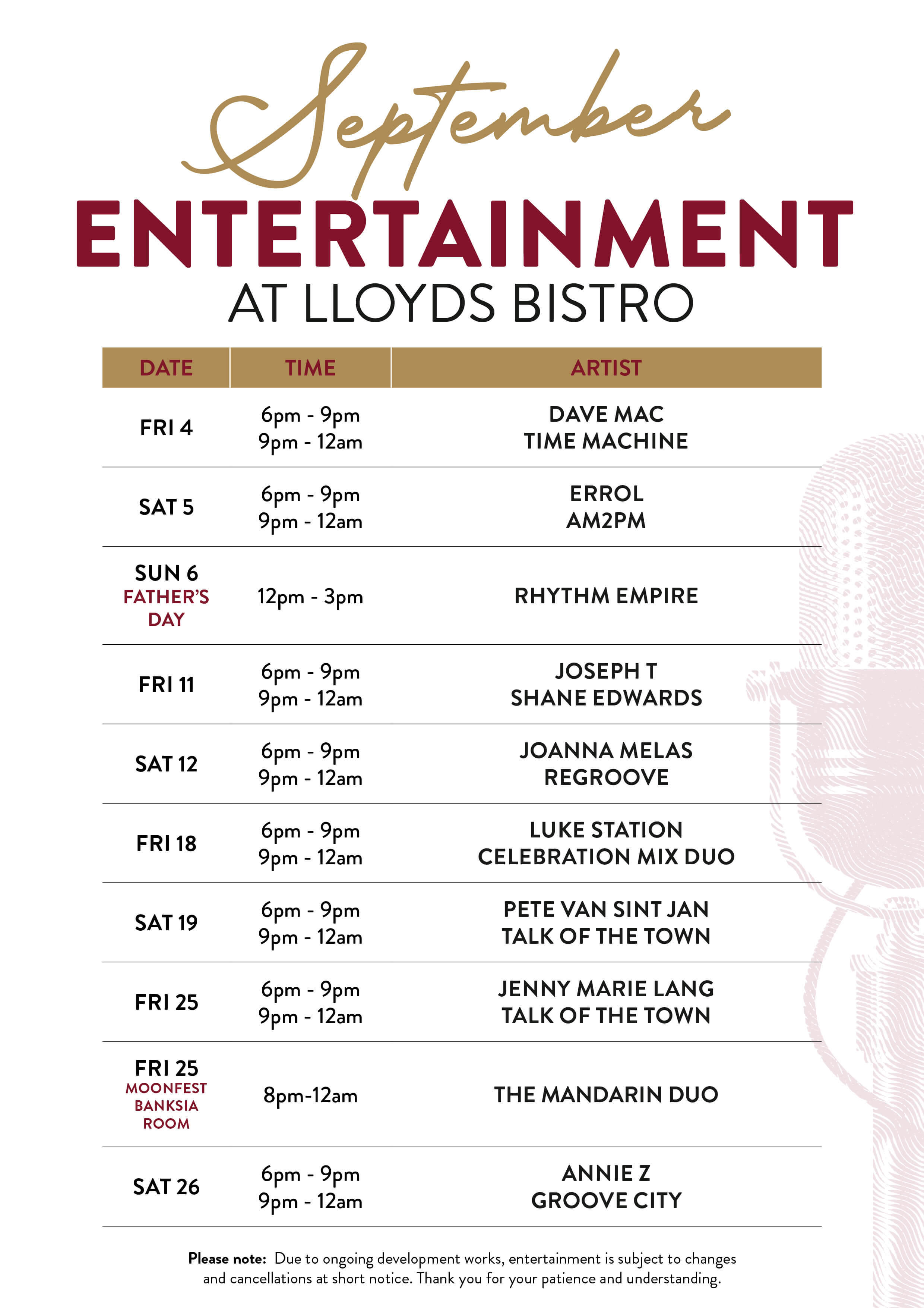 September Entertainment 