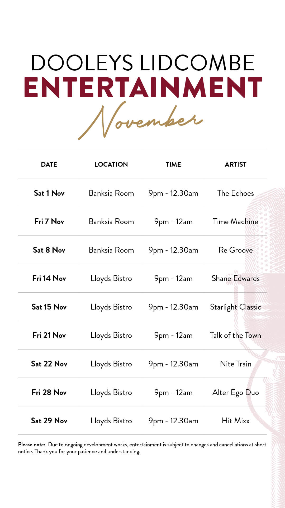 November entertainment