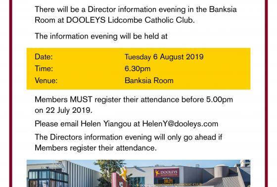 DOOLEYS Lidcombe director info evening