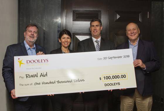DOOLEYS donates cheque to Rural Aid